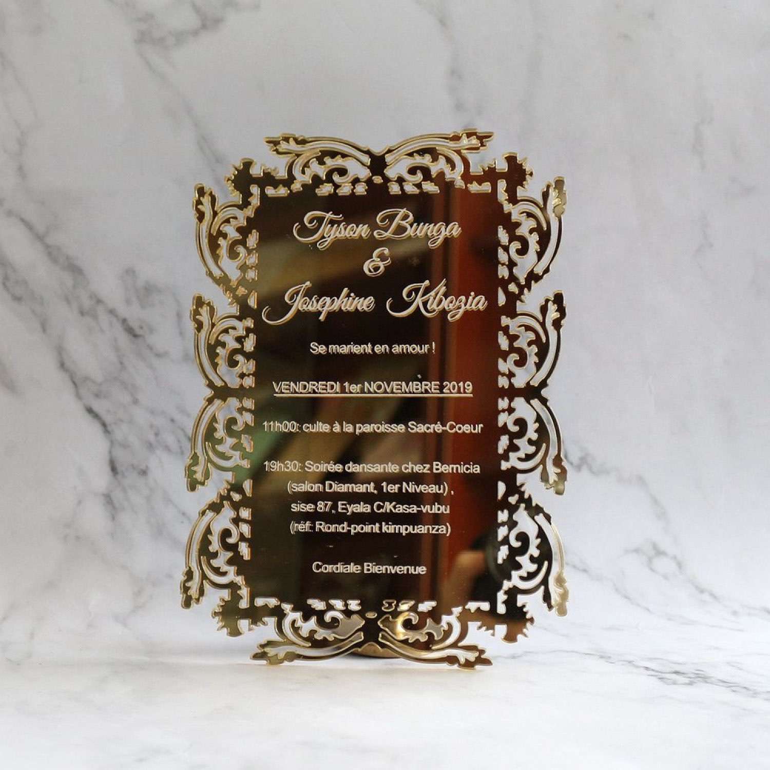 Gold Mirror Invitation Card Foiling Printing Latest Invitation Card